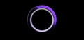 3d render, violet ring on black background. jewelry metal circle shape. empty space with ultraviolet light. metallic jewel fashion