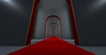 walkway arch, black hallway, Long tunnel with arches for product presentation