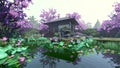 3d render waterlily ponds