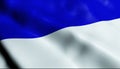 3D Render Waving Czech City Flag of Jirkov Closeup View