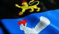 3D Render Waving Czech City Flag of Teplice Closeup View
