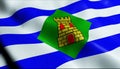 3D Render Waving Puerto Rico City Flag of Villalba