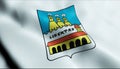 3D Render Waving San Marino City Flag of Borgo Maggiore Closeup View