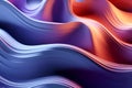 3D render wavy abstract textured background in bright neon colors. Modern backdrop with purple and orange gradient waves. Silk Royalty Free Stock Photo