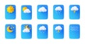 3D render weather app icons, interface elements