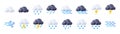 3d render weather icons, clouds with lightnings