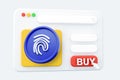 3D render web page cartoon fingerprint icon icon. 3D render web page icon finger print icon. Royalty Free Stock Photo