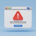 3d render of a website error message with warning icon Royalty Free Stock Photo