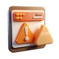 3d render of website error warning icon Royalty Free Stock Photo