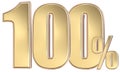3D Render With White Background 100 Percent Gold Royalty Free Stock Photo