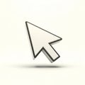 3D render of a white computer mouse cursor arrow with a black outline on a light background Royalty Free Stock Photo