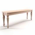 3d Render Of White Console Table With Beige Ottoman