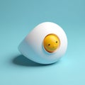 3d render, white easter egg with a blue background, minimal design. happy easter, concept. chicken on background. Royalty Free Stock Photo