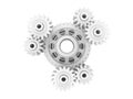 3D render - white gears assembly