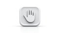 3D Render of White Hand Icon on Square Button Royalty Free Stock Photo