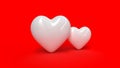 3d render, 2 white heart red background Valentine`s day Royalty Free Stock Photo
