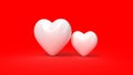 3d render, white heart red background Valentine`s day love Royalty Free Stock Photo