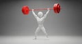 3D Render of a White Humanoid Figure Lifting a Red Barbell 3d render person Royalty Free Stock Photo