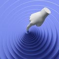 3d render white mannequin hand pushing blue button abstract concept.
