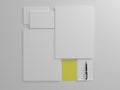 3D render white paper stationary set for mockup template with white background side view Royalty Free Stock Photo