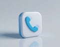 3d Render of White Phone Call Icon with Blue Receiver Royalty Free Stock Photo