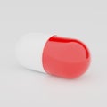 3d render of white and red pill, close up. Medical concept of Virus Pandemic Protection, Coronavirus COVID-19