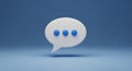 3D White Speech Bubble with Blue Dots on a Blue Background chat message Royalty Free Stock Photo