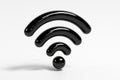 High Gloss Black Wi Fi Symbol on White Background wifi Royalty Free Stock Photo