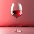 3d Render Wine Glass On Red Background