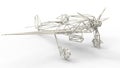 3d render - wire frame model of airplane with lattice effect
