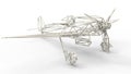 3d render - wire frame model of airplane with lattice effect Royalty Free Stock Photo