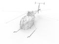 3d render - wire frame model of heliocopter with lattice effect