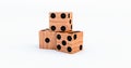 Wodden Casino dice on a white background