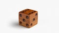 3d render of wooden dice with engraved circular dots on its faces