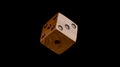 3d render of wooden dice with engraved circular dots on its faces