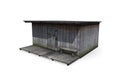 3D render wooden shed on a white background. Isolate 3d model