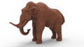 3D render - wooden wooly mammoth statuette