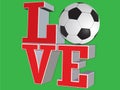 3D render Word LOVE with football soccer ball Royalty Free Stock Photo