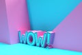 3D Render Wow! Calligraphic with Space of Your Text 3D illustration Design Royalty Free Stock Photo
