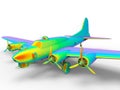 3D render - ww2 bomber in rainbow colors