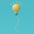 3d render yellow lightbulb floating.