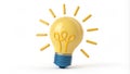 3D Render Yellow Lightbulb Idea, Bright Concept