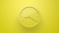 3d render of yellow minimal clock, 3 hours time period. Monochrome top view