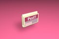 3D render yellow press newspaper with gossip and rumors on a pink background