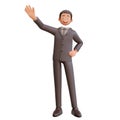 3d render young bussinesman waving Royalty Free Stock Photo