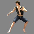 Young Chinese Man Practicing Kung Fu