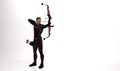 3D Render : a young male archer pose practicing archery in the studio