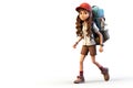 3d render of young tourist woman with backpack