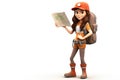 3d render of young tourist woman with backpack