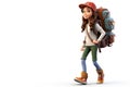 3d render of young tourist woman with backpack